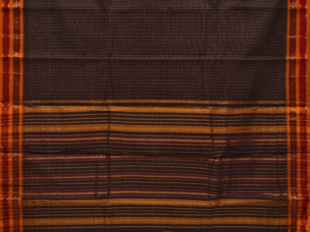 Black Narayanpet Cotton Handloom Saree with Checks Design No Blouse np0473