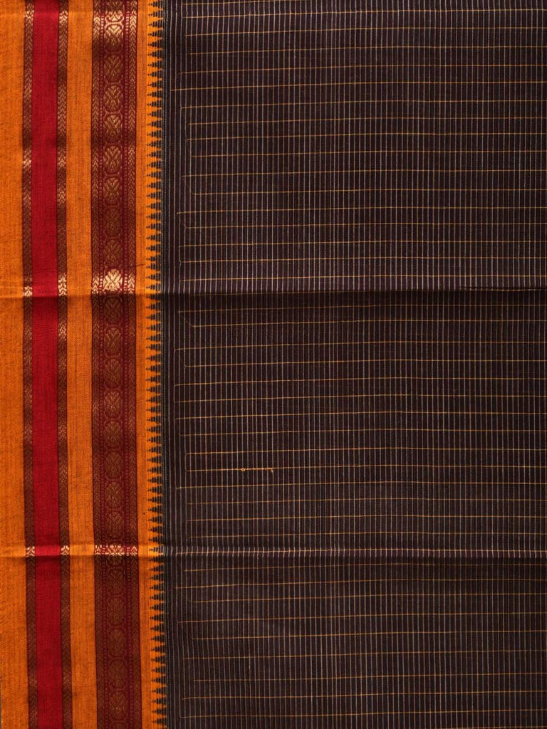 Black Narayanpet Cotton Handloom Saree with Checks Design No Blouse np0473