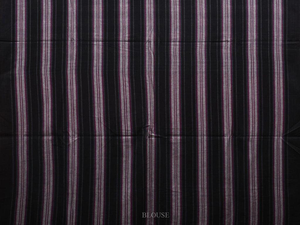 Black Organic Cotton Handloom Saree with Checks Design o0307