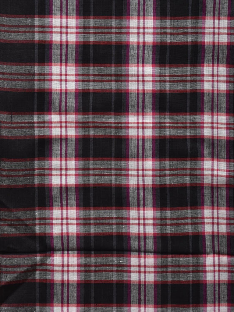 Black Organic Cotton Handloom Saree with Checks Design o0307