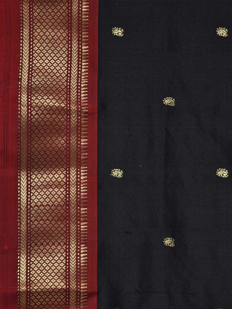 Black Paithani Silk Handloom Saree with Double Pallu Design p0291