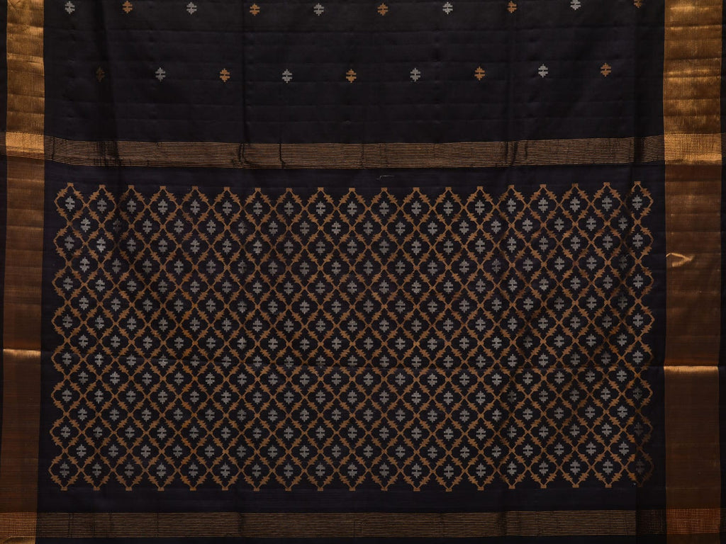 Black Uppada Silk Handloom Saree with Jamdani Pallu Design u1944