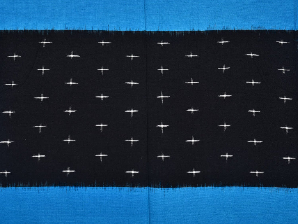 Blue and Black Pochampally Ikat Cotton Handloom Bedsheet with Square Design 90 x 108 Inches No Pillow Covers bd0062