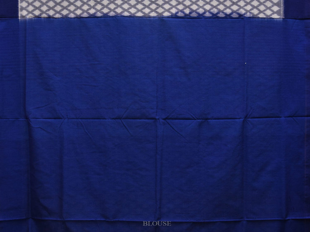 Blue and White Pochampally Ikat Cotton Handloom Saree with Grill Design i0657