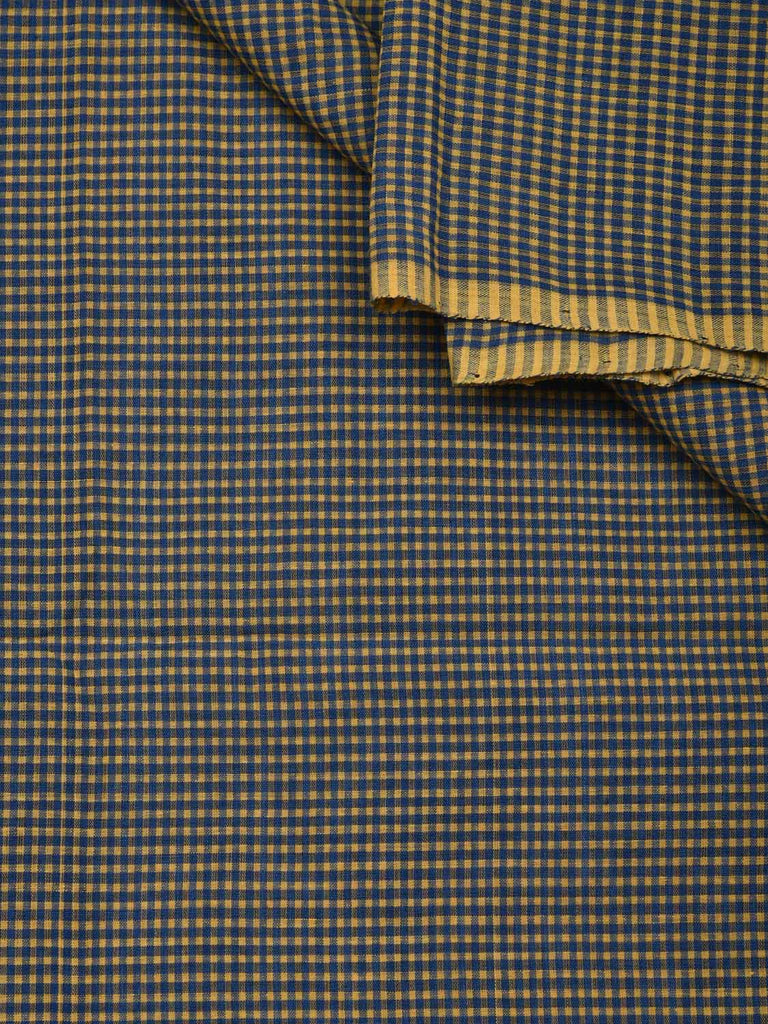 Blue and Yellow Cotton Handloom 2.5mts Fabric with Small Checks Design f0197