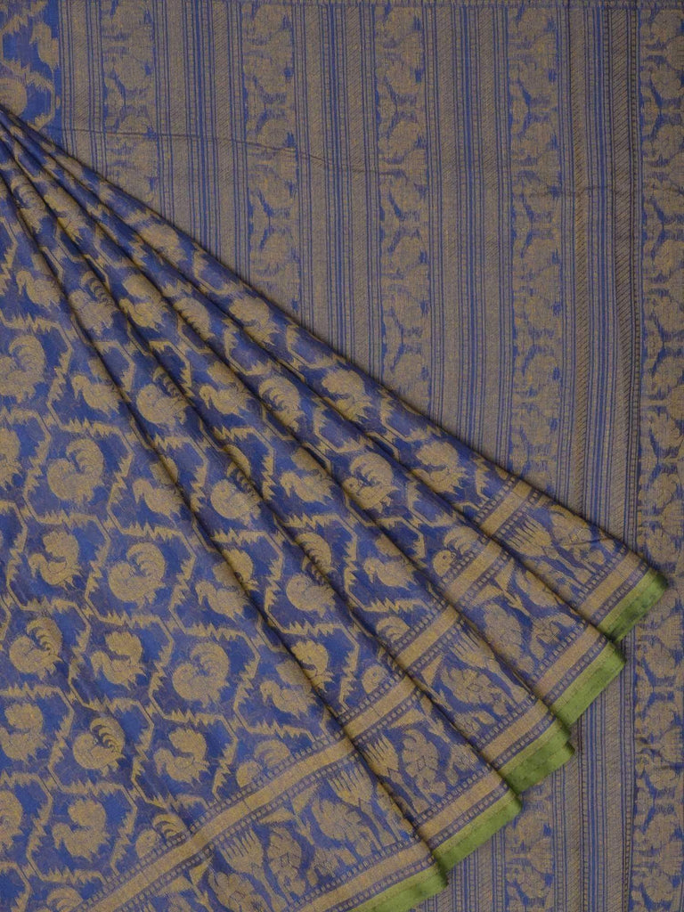 Blue Banaras Cotton Handloom Saree with Cut Work Design b0261