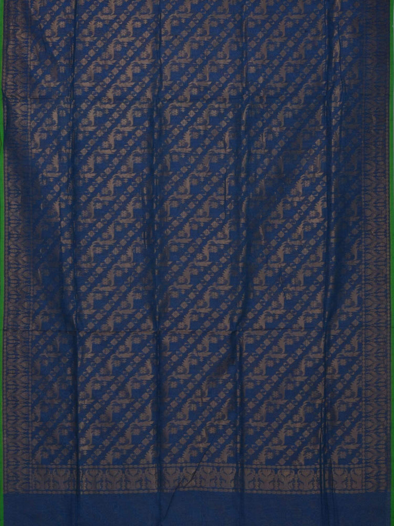 Blue Banaras Cotton Handloom Saree with Diagonal Design b0251
