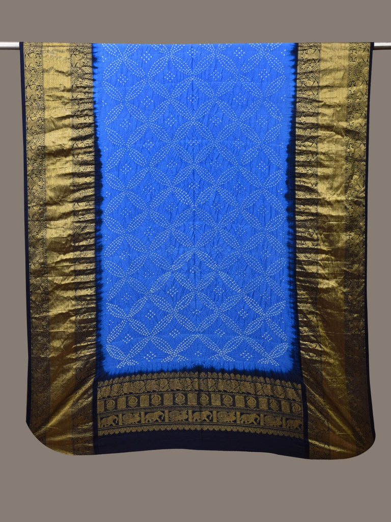Blue Bandhani Kanchipuram Silk Handloom Dupatta with Border Design ds3083