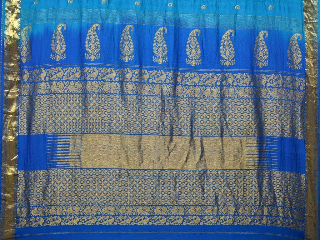 Blue Bandhani Kanchipuram Silk Handloom Saree with Mango Pallu Design bn0103
