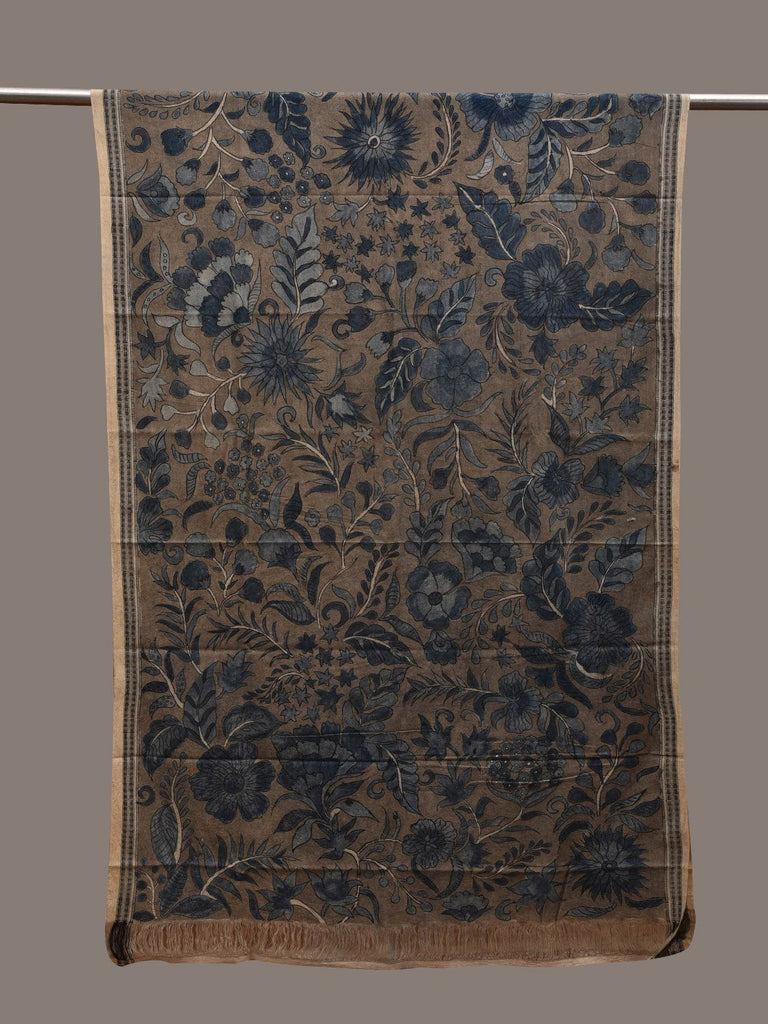 Blue Kalamkari Hand Painted Cotton Handloom Dupatta with Dobi Border and Floral Design ds2958