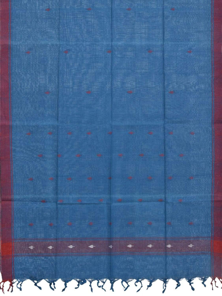 Blue Khadi Cotton Handloom Dupatta with Natural Indigo Dye and Buta Design ds1856