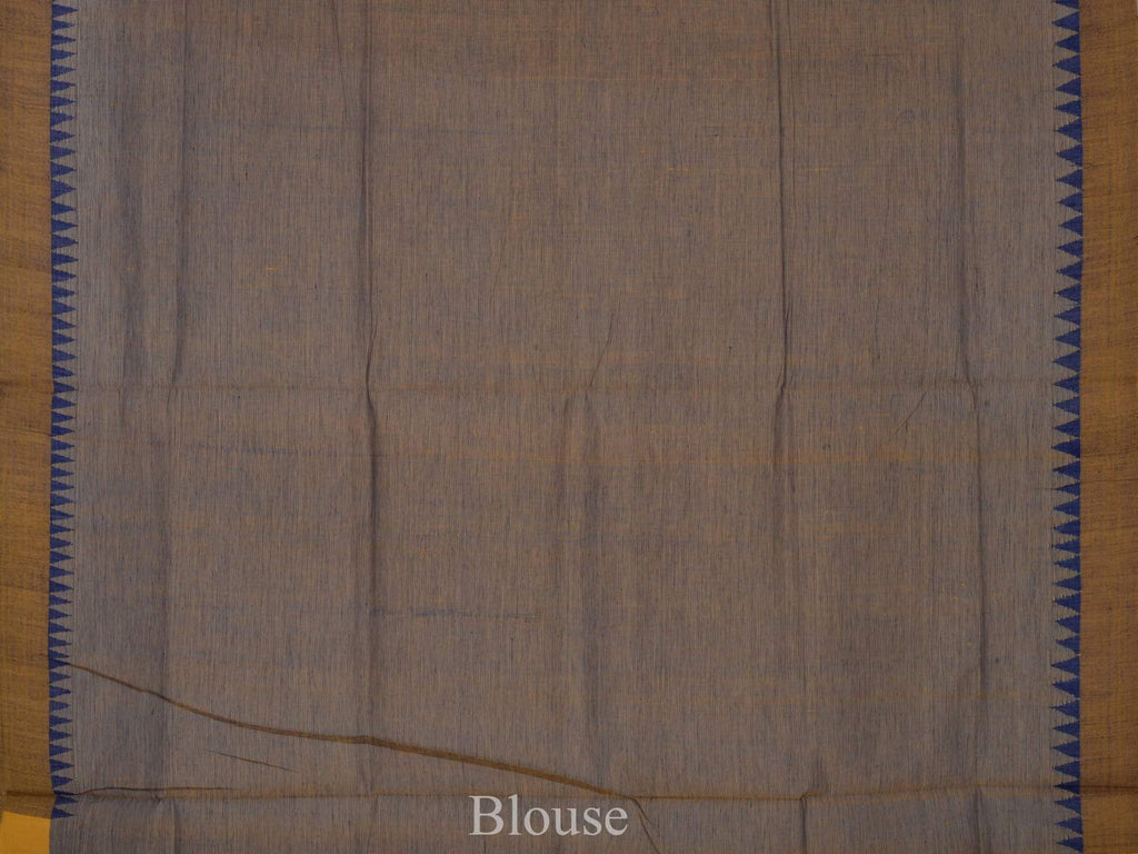 Blue Khadi Cotton Handloom Plain Saree with Temple Border Design kh0309
