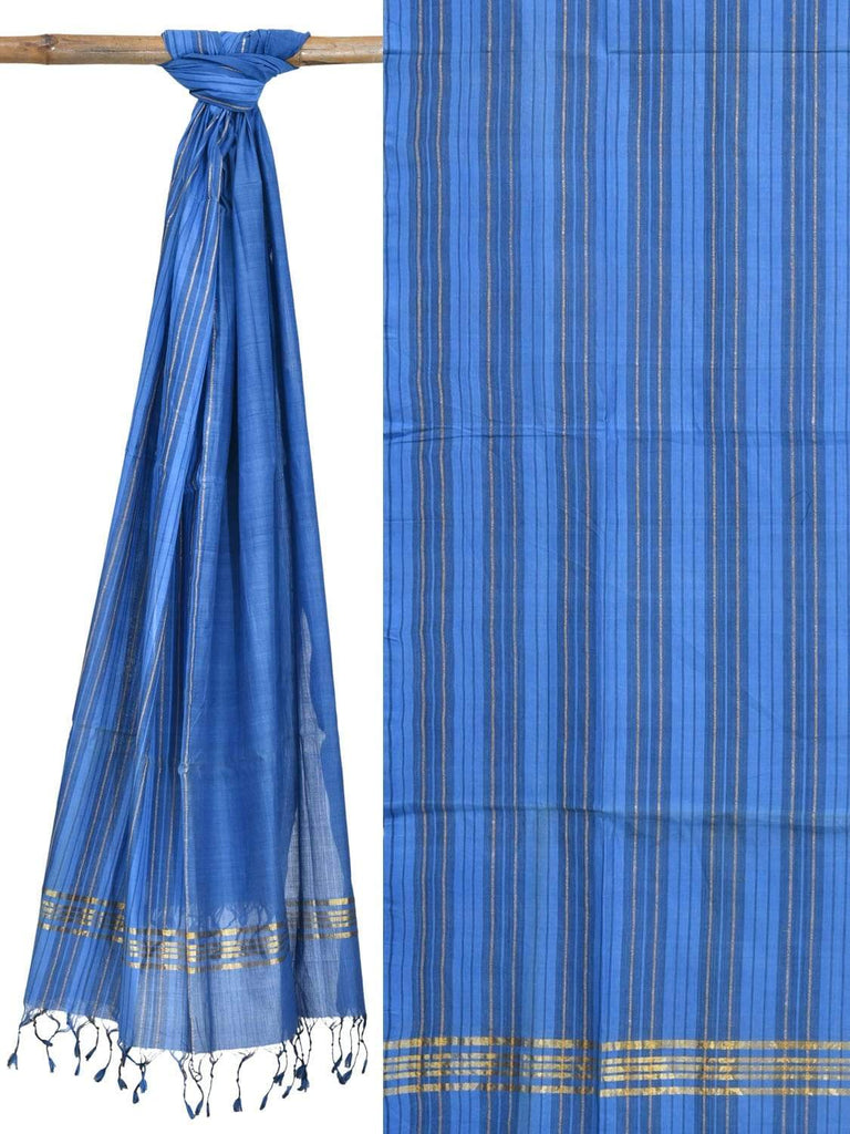 Blue Mangalgiri Cotton Handloom Dupatta with Strips Design ds1854
