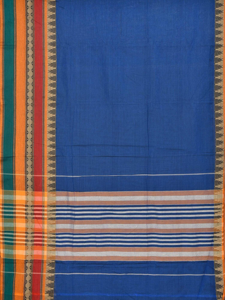 Blue Narayanpet Cotton Handloom Plain Saree with One Side Big Border Design No Blouse  np0215
