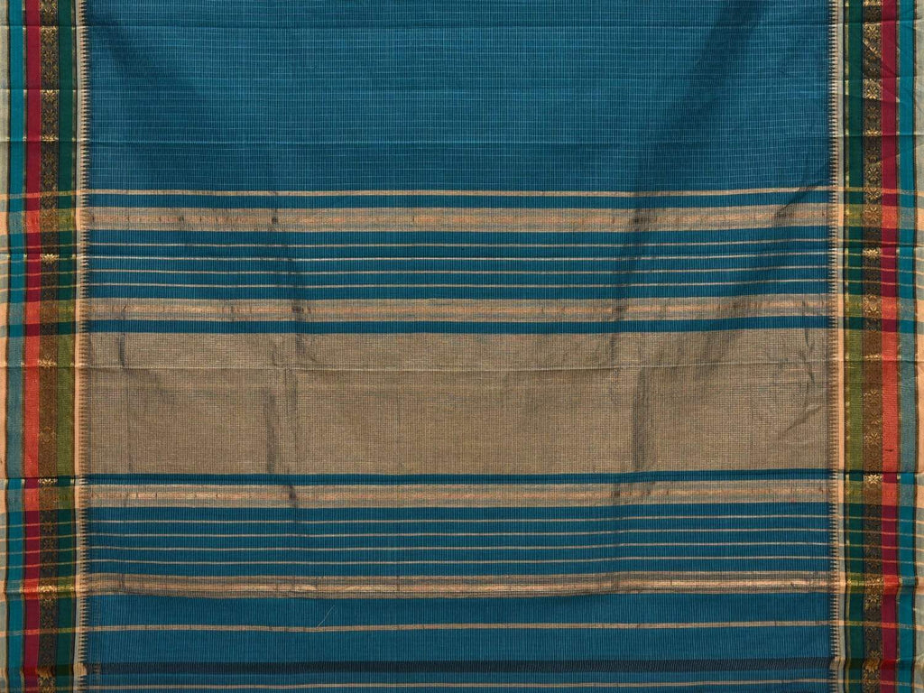 Blue Narayanpet Cotton Handloom Saree with Checks Design No Blouse np0312