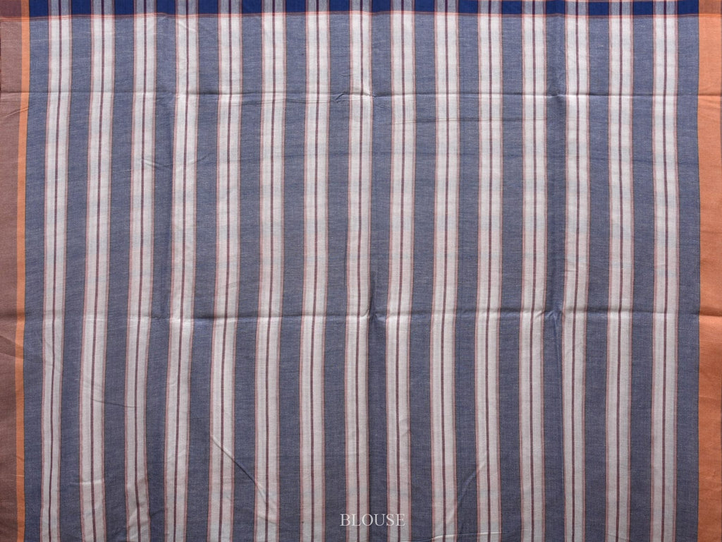 Blue Organic Cotton Handloom Saree with Checks Design o0306