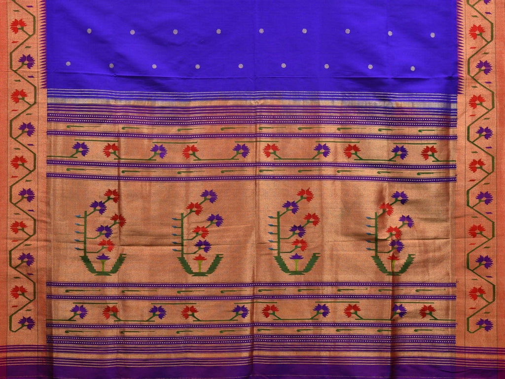 Blue Paithani Silk Handloom Saree with Ashavali Border Design p0409