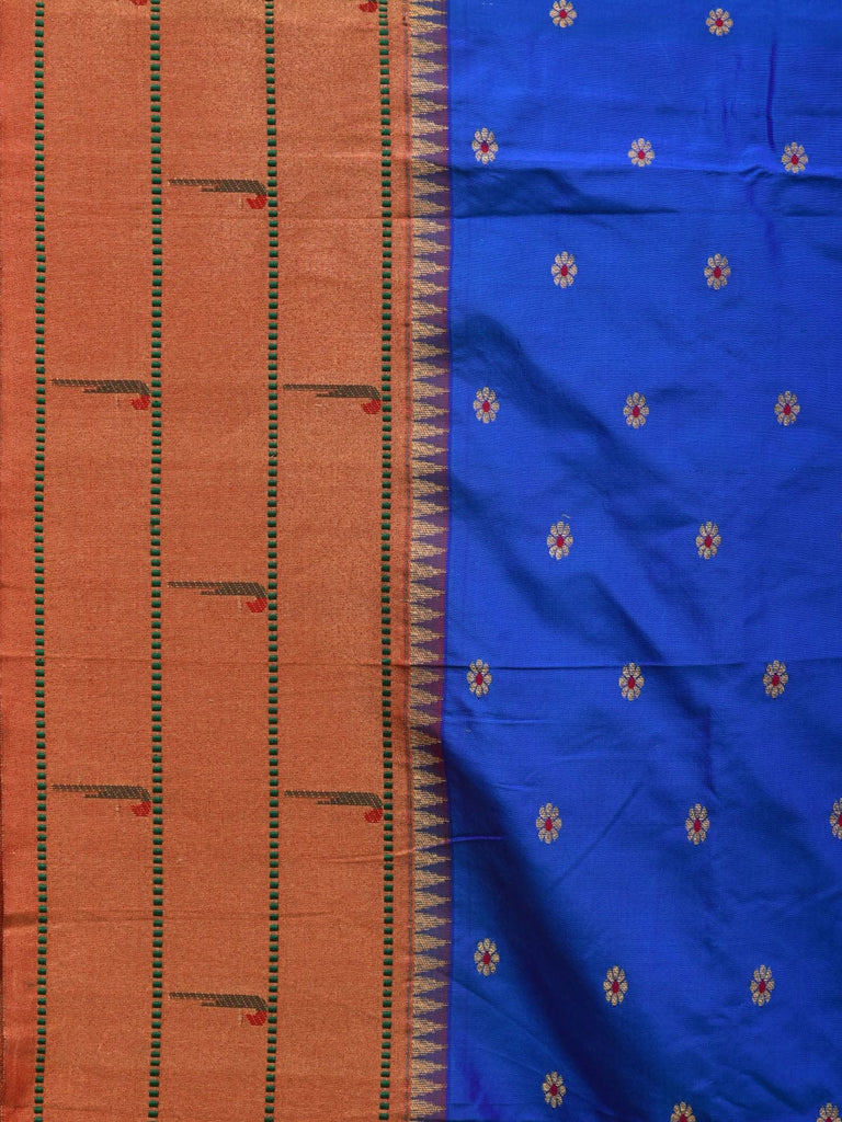Blue Paithani Silk Handloom Saree with Triple Muniya Border Design p0468