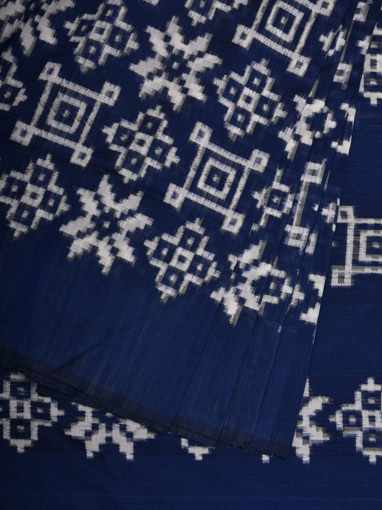 Blue Pochampally Double Ikat Cotton Handloom Saree with Telia Design i0703