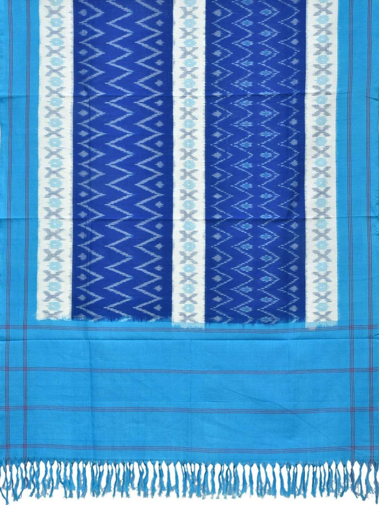 Blue Pochampally Ikat Cotton Handloom Dupatta with Zig-Zag Design ds1807