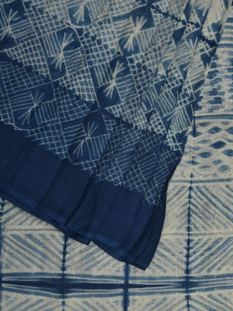 Blue Shibori Cotton Saree with All Over Design o0368