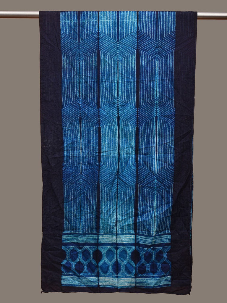Blue Shibori Silk Handloom Stole with Hexagon Design ds3108