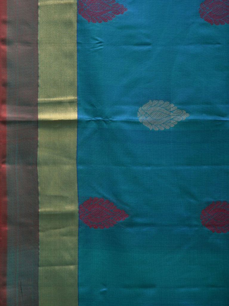 Blue Silk Handloom Saree with Kanchi Buta and Pallu Design o0299