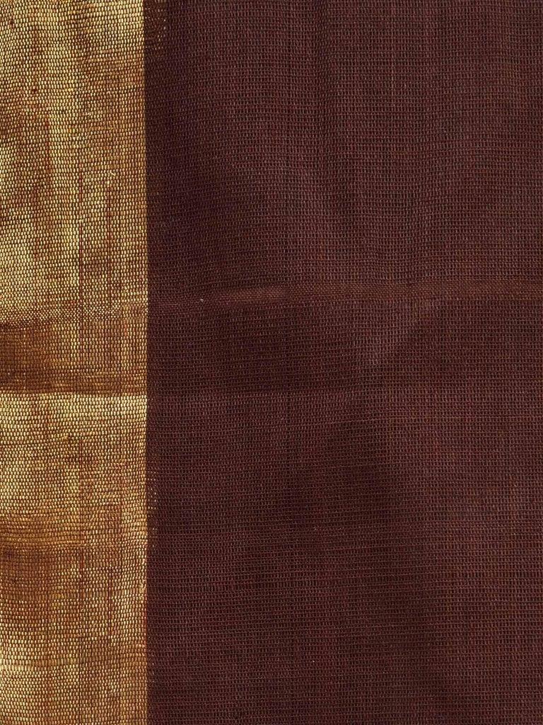 Brown Khadi Cotton Handloom Plain Saree kh0392