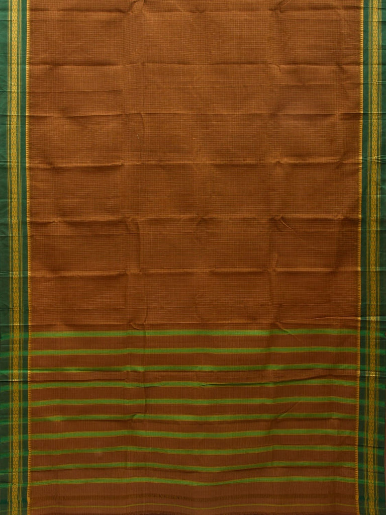 Brown Narayanpet Cotton Handloom Saree with Checks Design No Blouse np0536