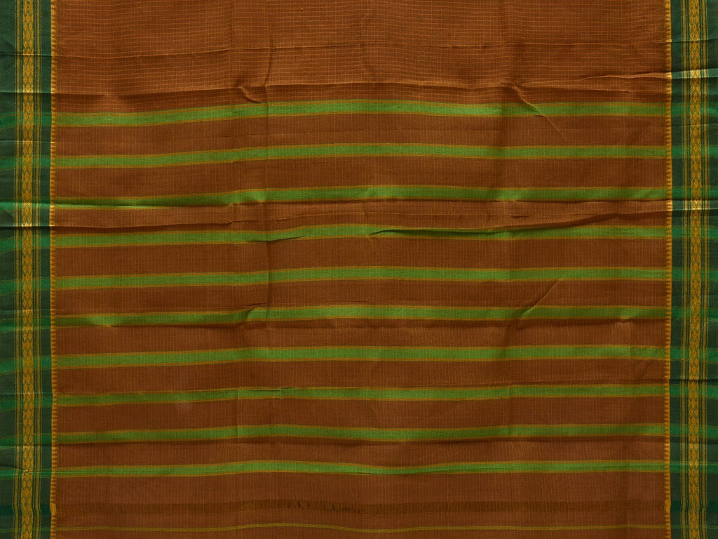 Brown Narayanpet Cotton Handloom Saree with Checks Design No Blouse np0536