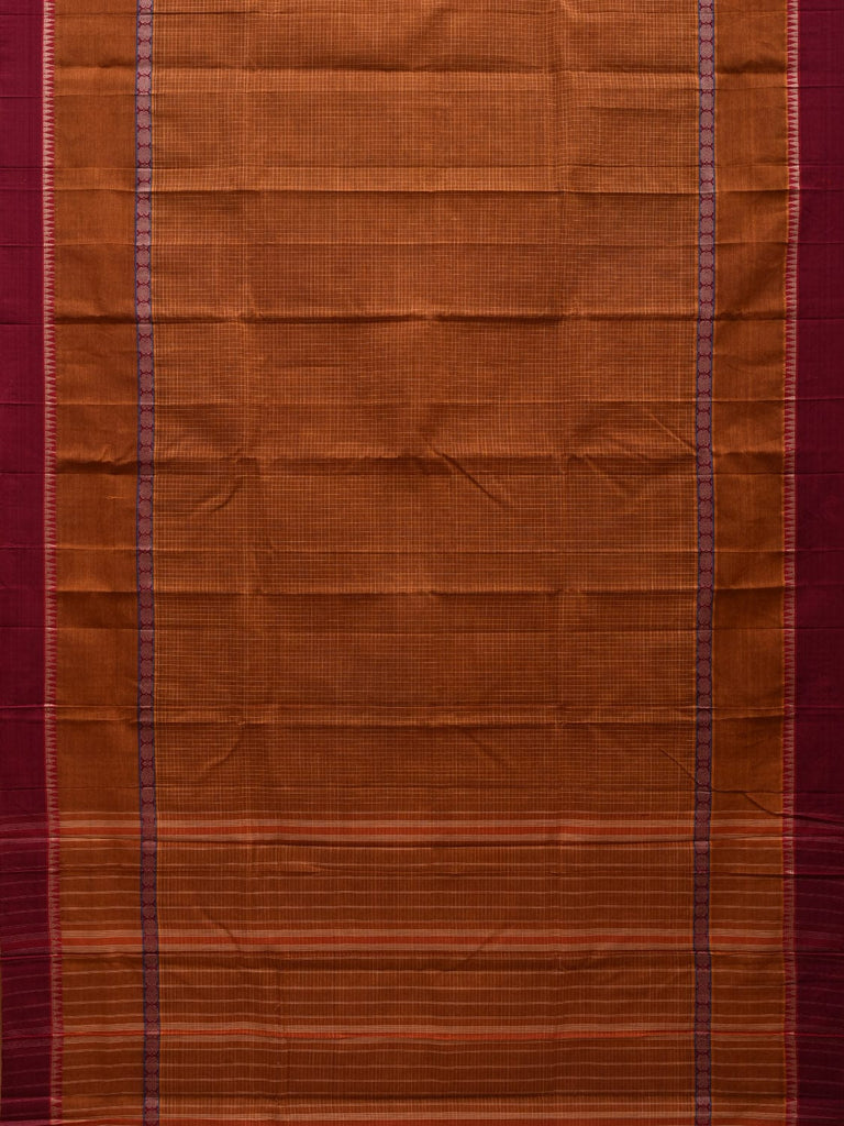 Brown Narayanpet Cotton Handloom Saree with Checks Design No Blouse np0563