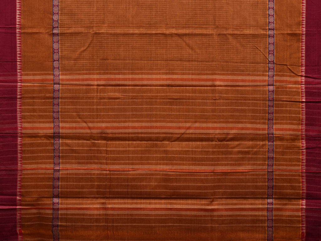 Brown Narayanpet Cotton Handloom Saree with Checks Design No Blouse np0563