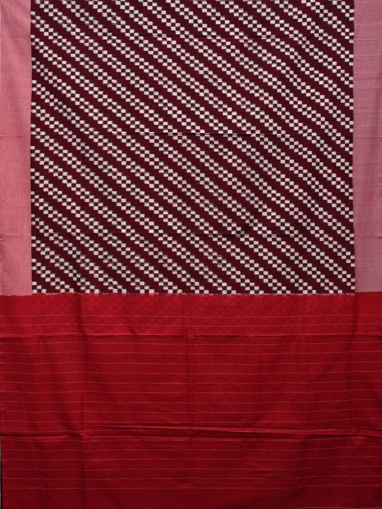 Brown Pochampally Ikat Cotton Handloom Saree with Diagonal Design i0613