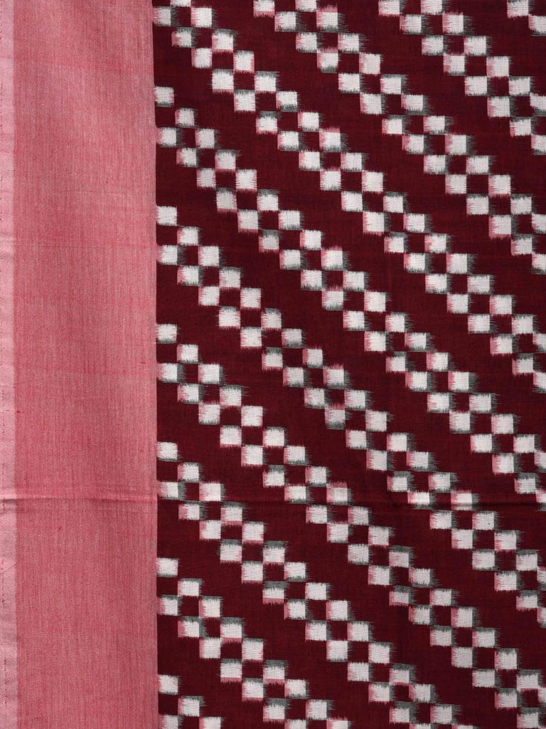 Brown Pochampally Ikat Cotton Handloom Saree with Diagonal Design i0613