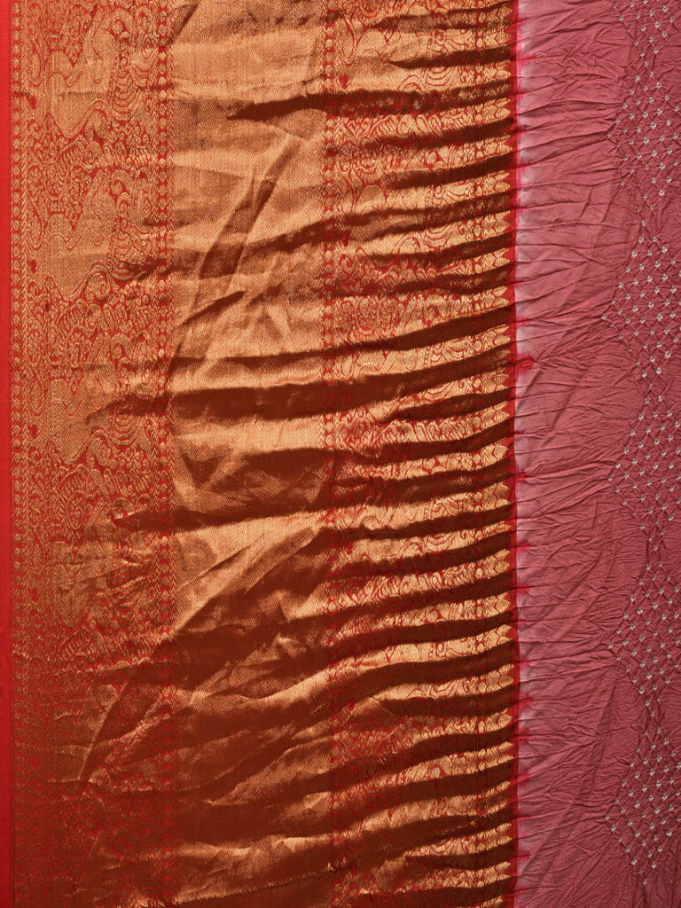 Burgundy Bandhani Kanchipuram Silk Handloom Saree with Big Border and Pallu Design bn0433