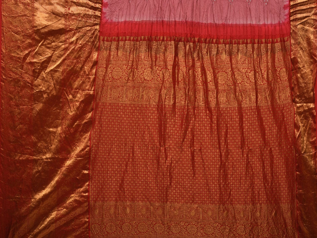 Burgundy Bandhani Kanchipuram Silk Handloom Saree with Big Border and Pallu Design bn0433