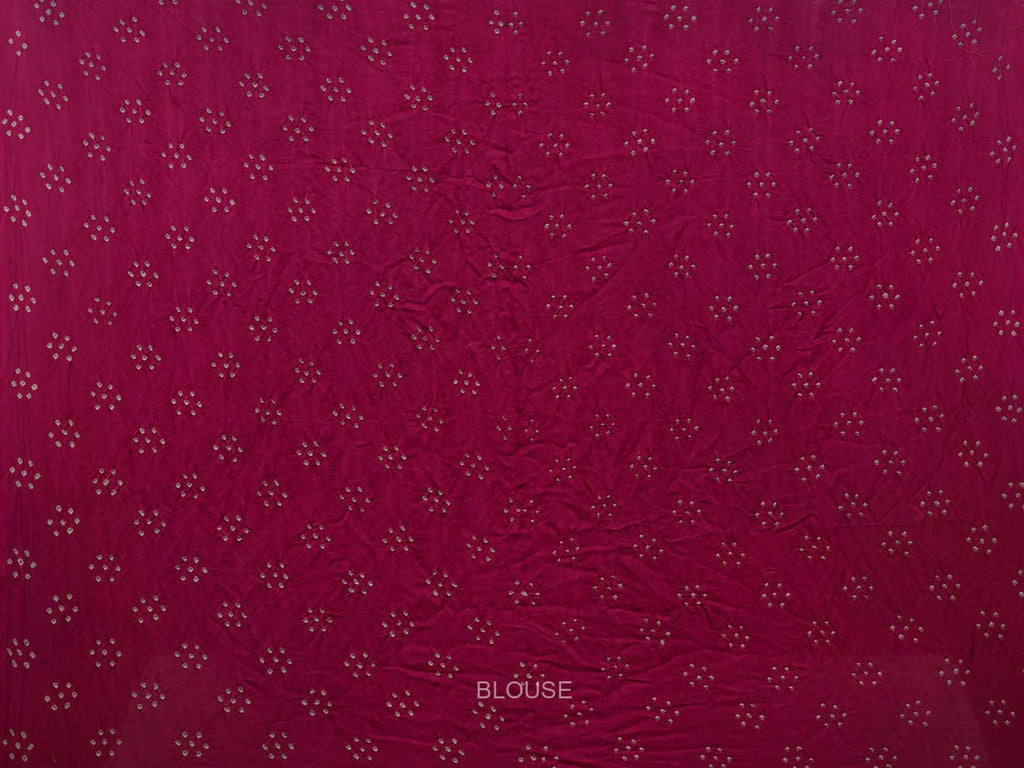 Burgundy Bandhani Kanchipuram Silk Handloom Saree with Kalamkari Checks Design bn0448