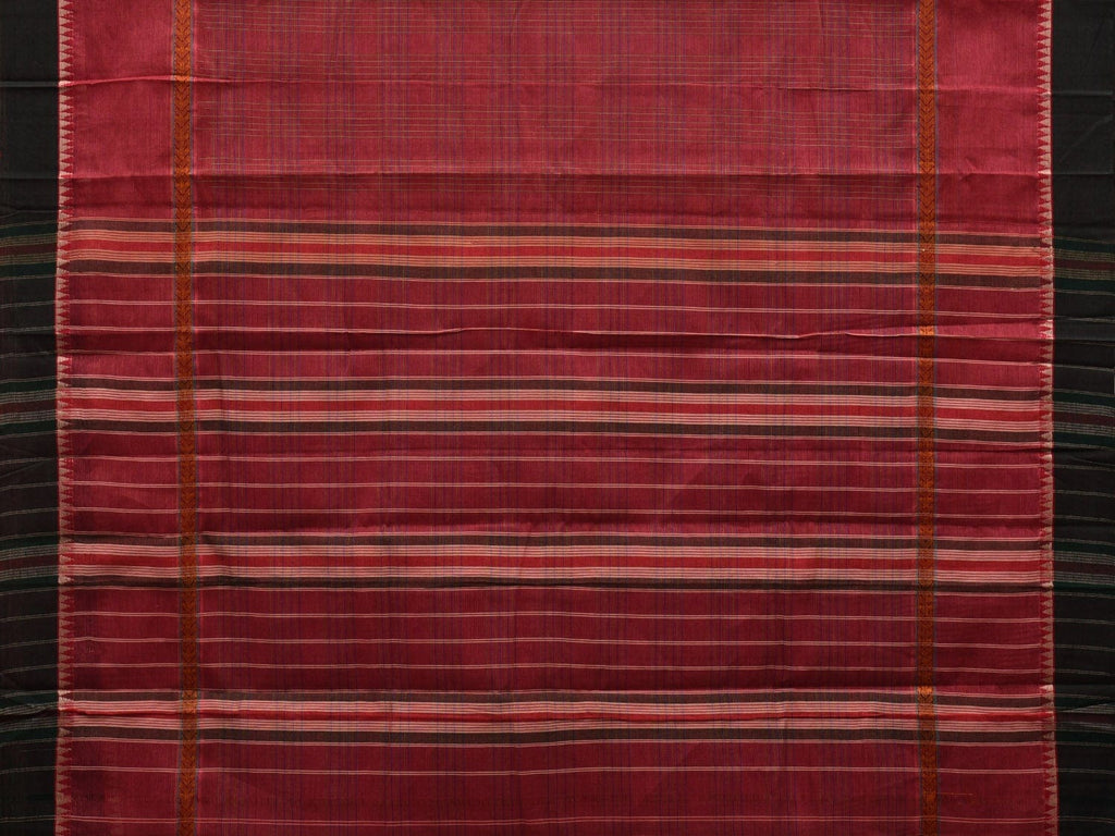 Burgundy Narayanpet Cotton Handloom Plain Saree with Border Design No Blouse np0547