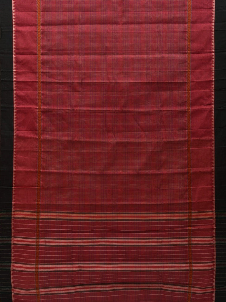 Burgundy Narayanpet Cotton Handloom Plain Saree with Border Design No Blouse np0547