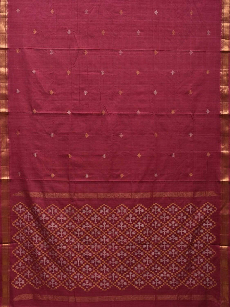 Burgundy Uppada Cotton Handloom Saree with Jamdani Pallu Design u1817
