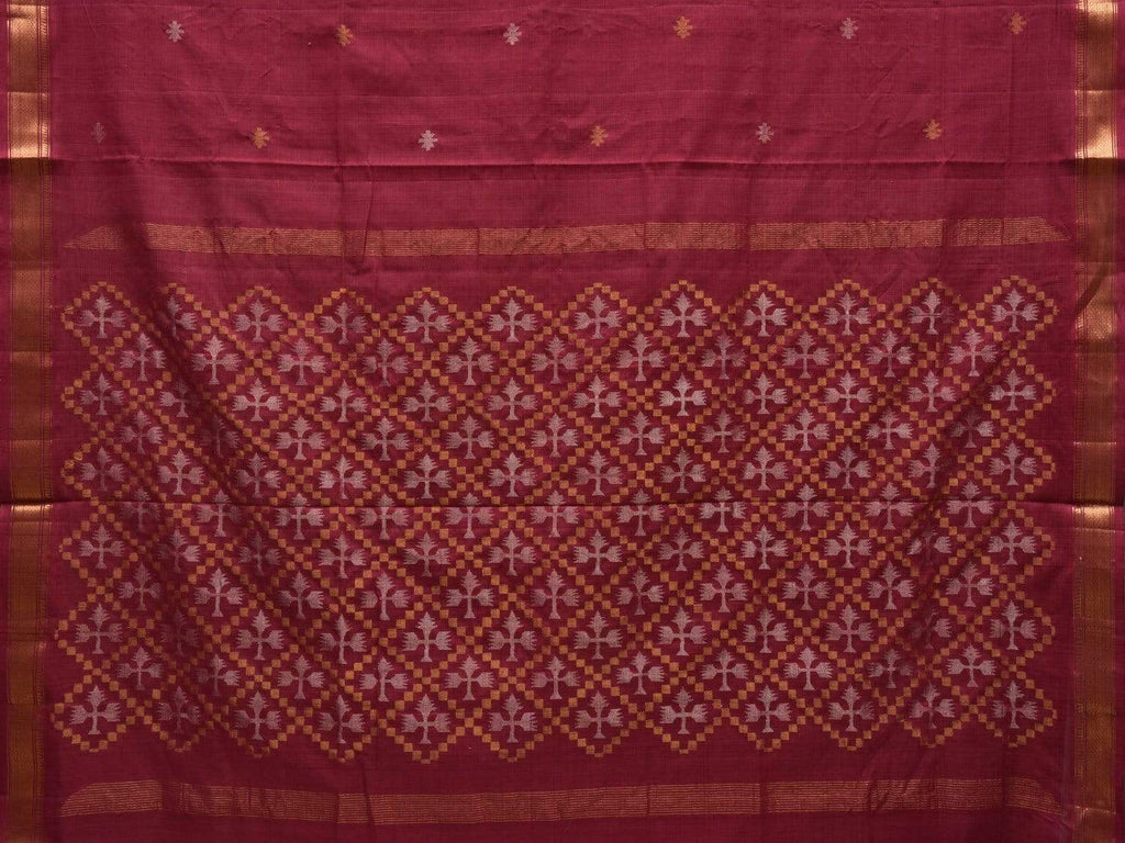 Burgundy Uppada Cotton Handloom Saree with Jamdani Pallu Design u1817