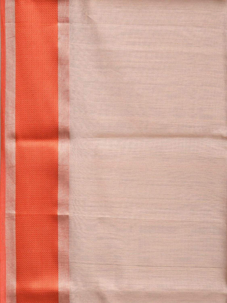 Cream and Orange Maheshwari Cotton Silk Handloom Saree with Contrast Pallu Design m0135