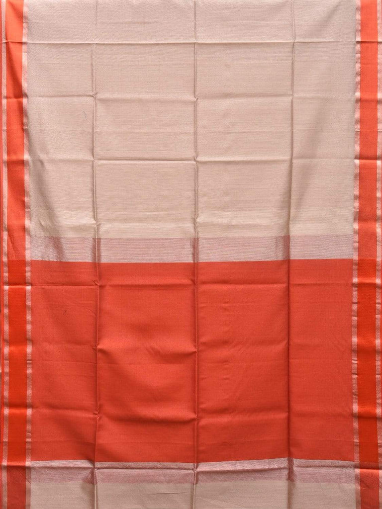 Cream and Orange Maheshwari Cotton Silk Handloom Saree with Contrast Pallu Design m0135