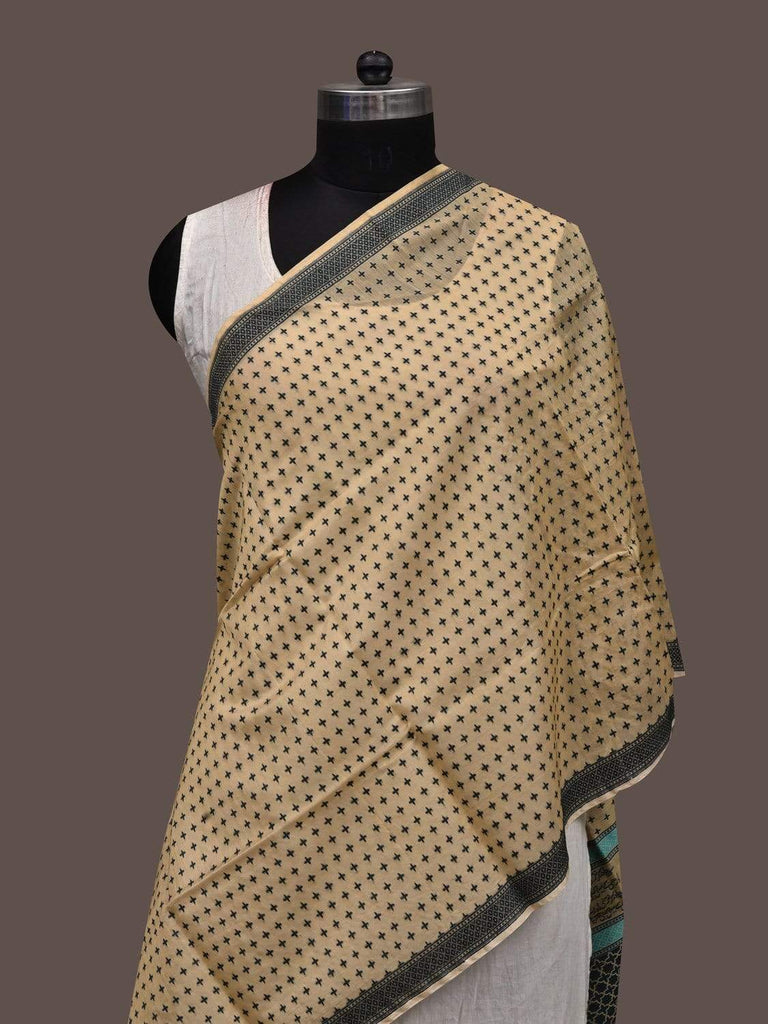 Cream Banaras Cotton Silk Handloom Stole with Small Plus Buta Design ds1850