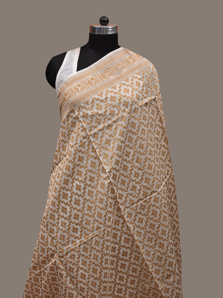 Cream Banaras Silk Handloom Dupatta with Grill Design ds2897