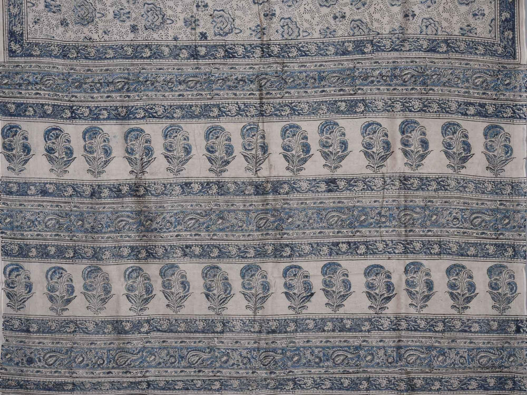 Cream Kalamkari Block Print Cotton Silk Saree kl0062