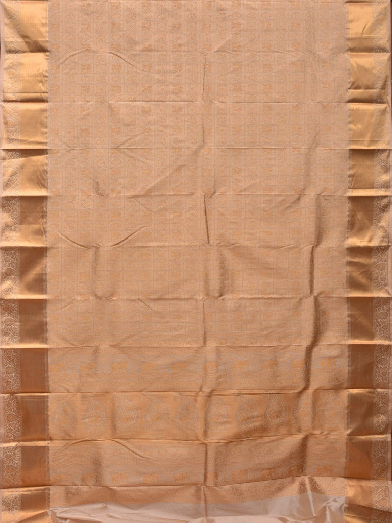 Cream Kanchipuram Silk Handloom Saree with All Over Checks and Buta Design k0522