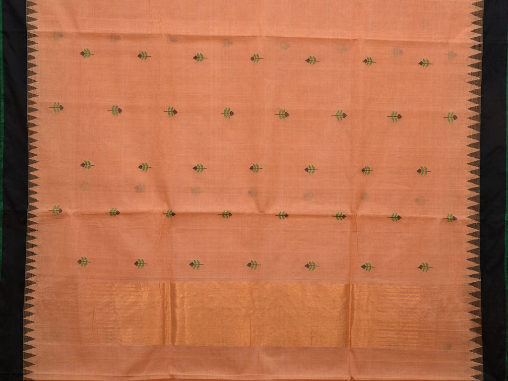 Cream Khadi Cotton Handloom Saree with Jamdani Buta and Temple Border Design kh0590