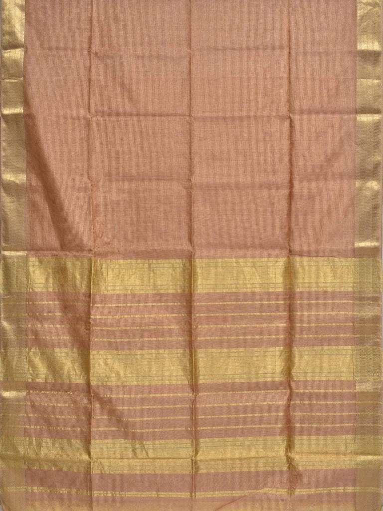 Cream Maheshwari Cotton Silk Handloom Saree with Strips Design m0084