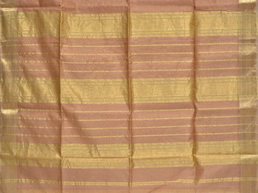 Cream Maheshwari Cotton Silk Handloom Saree with Strips Design m0084